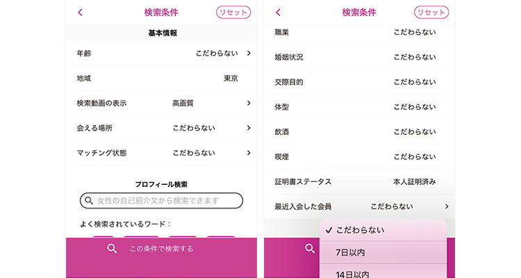 高度検索画面